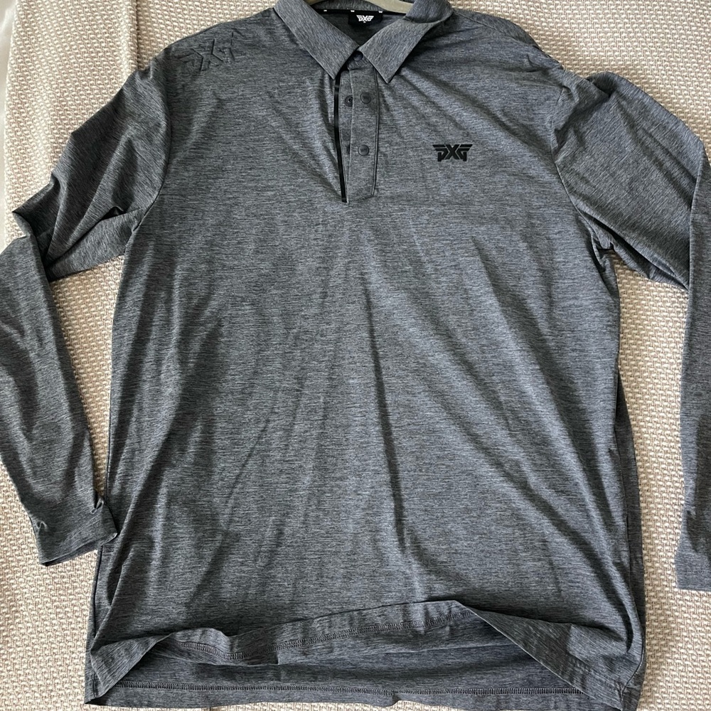 PXG Men's Gray Long Sleeve Polo Shirt